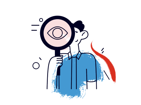 person holding a magnifying glass